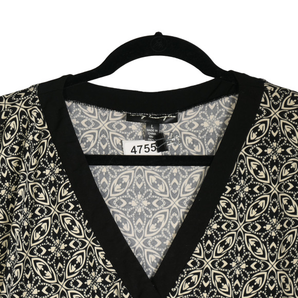 City Triangles Dress Womens Large Black Brown Contrast Sheath Shift Slinky - Picture 4 of 8